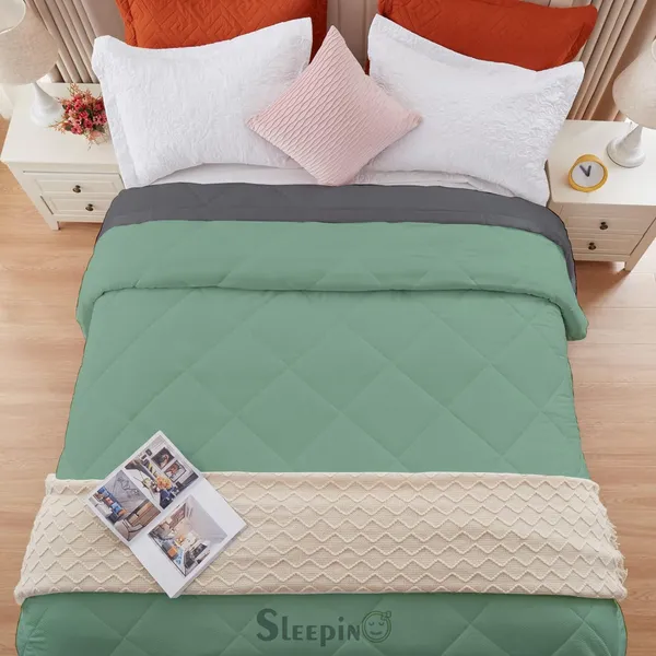 Sage_Dark_Gey_Brushed_Microfiber_100_GSM_AC_Reversible_Comforter_For_Heavy_Winter