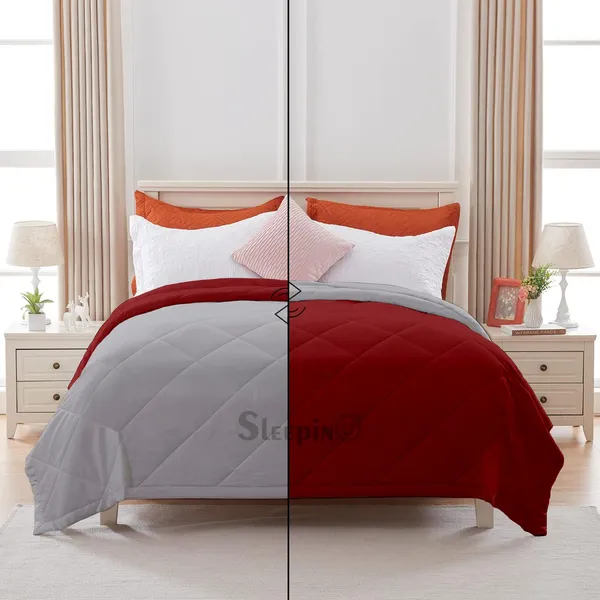 Burgundy_&_Silver_Brushed_Microfiber_100_GSM_AC_Reversible_Comforter_For_Heavy_Winter