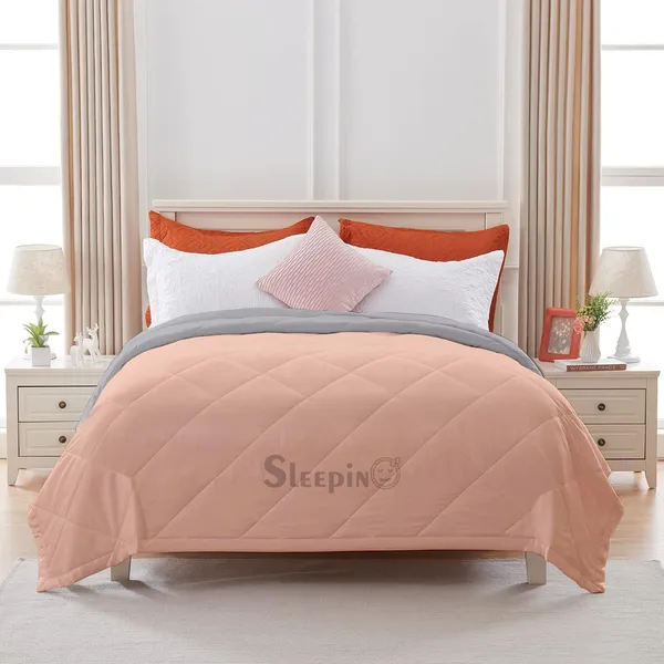 Peach_&_Silver_Brushed_Microfiber_100_GSM_AC_Reversible_Comforter_For_Heavy_Winter