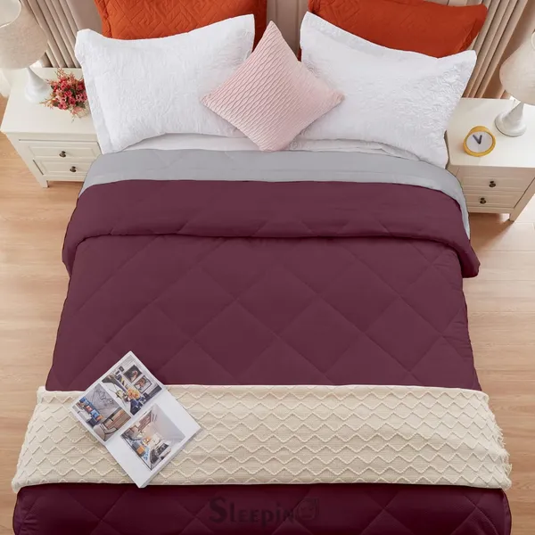 Wine_&_Silver_Brushed_Microfiber_100_GSM_AC_Reversible_Comforter_For_Heavy_Winter