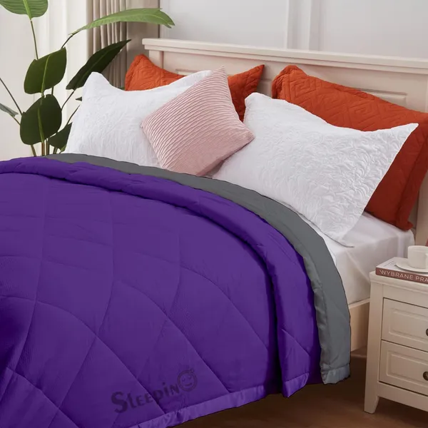 Purple_&_Dark_Grey_Brushed_Microfiber_100_GSM_AC_Reversible_Comforter_For_Heavy_Winter