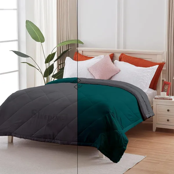 Teal_&_Dark_Grey_Breathable_Microfiber_Machine_Washable_150_GSM_AC_Reversible_Comforter_For_Heavy_Winter