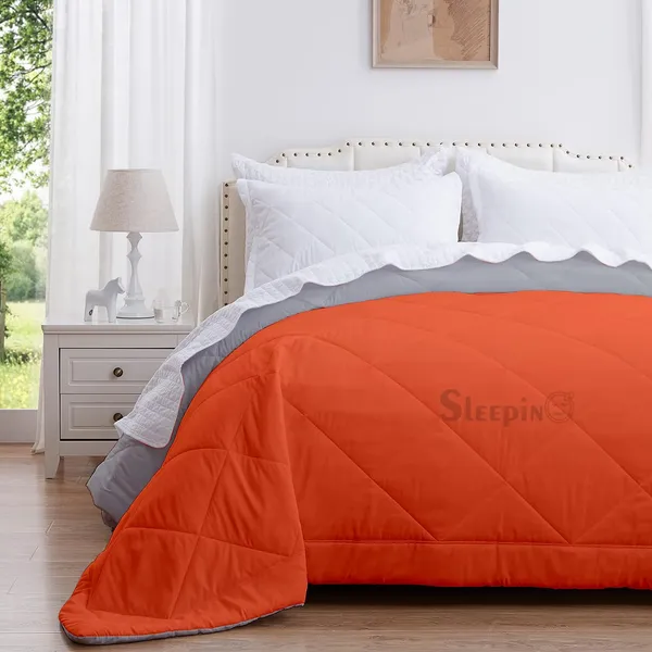 Orange_&_Silver_Breathable_Microfiber_Machine_Washable_150_GSM_AC_Reversible_Comforter_For_Heavy_Winter