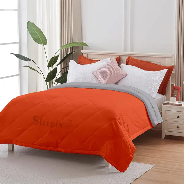 Orange_&_Silver_Breathable_Microfiber_Machine_Washable_150_GSM_AC_Reversible_Comforter_For_Heavy_Winter