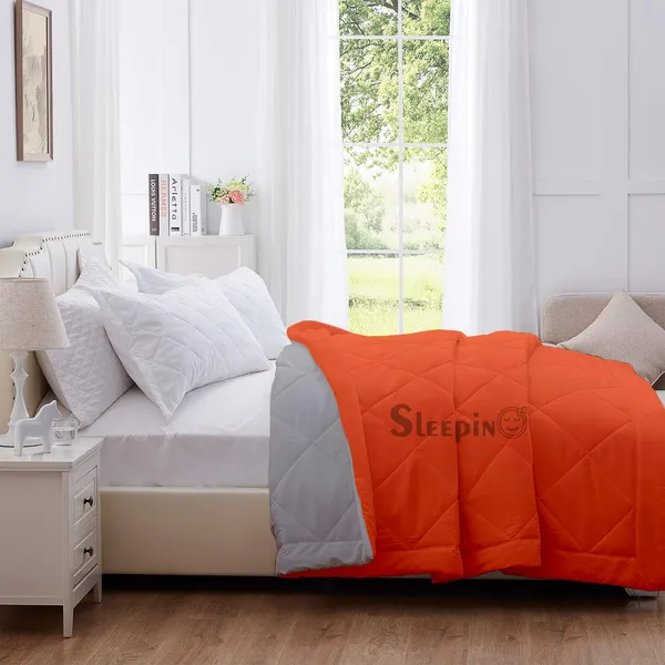 Orange_&_Silver_Breathable_Microfiber_Machine_Washable_150_GSM_AC_Reversible_Comforter_For_Heavy_Winter