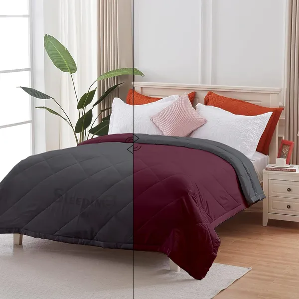 Wine_Breathable_Microfiber_Machine_Washable_150_GSM_AC_Reversible_Comforter_For_Heavy_Winter