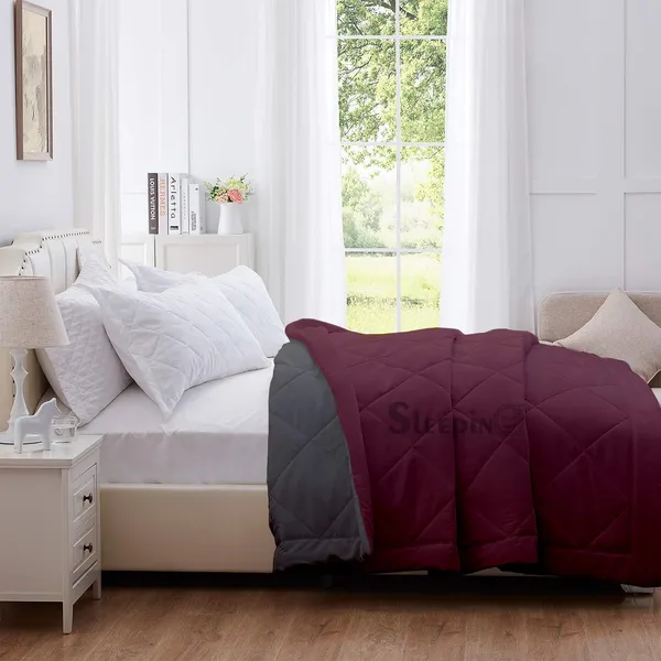 Wine_Breathable_Microfiber_Machine_Washable_150_GSM_AC_Reversible_Comforter_For_Heavy_Winter