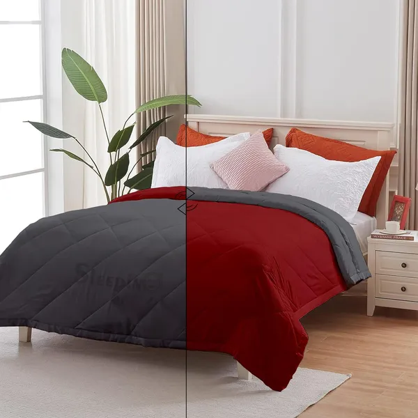 Burgundy_&_Dark_Grey_Breathable_Microfiber_Machine_Washable_150_GSM_AC_Reversible_Comforter_For_Heavy_Winter
