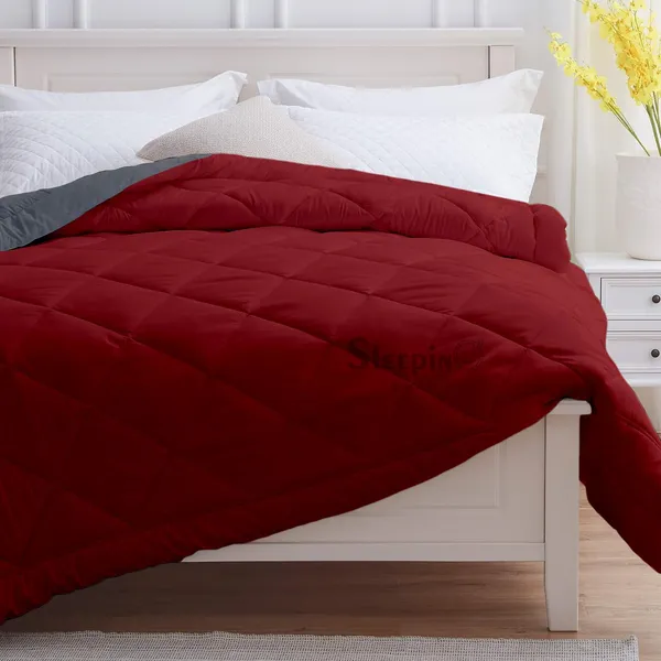 Burgundy_&_Dark_Grey_Breathable_Microfiber_Machine_Washable_150_GSM_AC_Reversible_Comforter_For_Heavy_Winter
