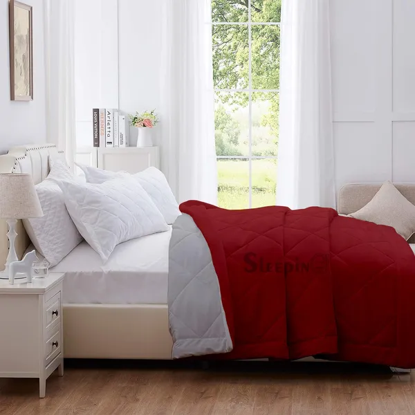 Burgundy_&_Silver_Breathable_Microfiber_Machine_Washable_150_GSM_AC_Reversible_Comforter_For_Heavy_Winter