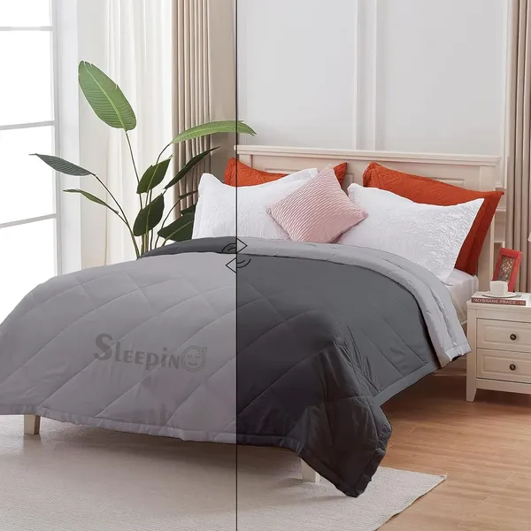 Dark_Grey_&_Silver_Breathable_Microfiber_Machine_Washable_150_GSM_AC_Reversible_Comforter_For_Heavy_Winter