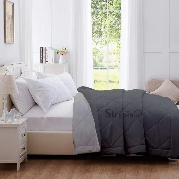Dark_Grey_&_Silver_Breathable_Microfiber_Machine_Washable_150_GSM_AC_Reversible_Comforter_For_Heavy_Winter