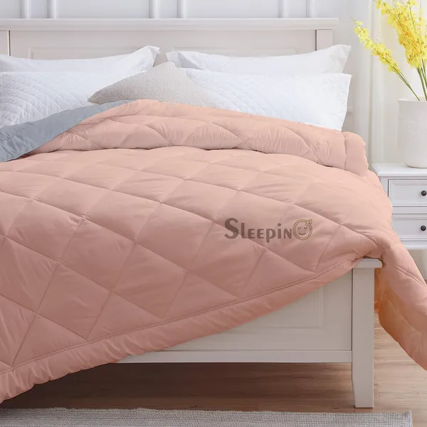Peach_&_Silver_Breathable_Microfiber_Machine_Washable_150_GSM_AC_Reversible_Comforter_For_Heavy_Winter