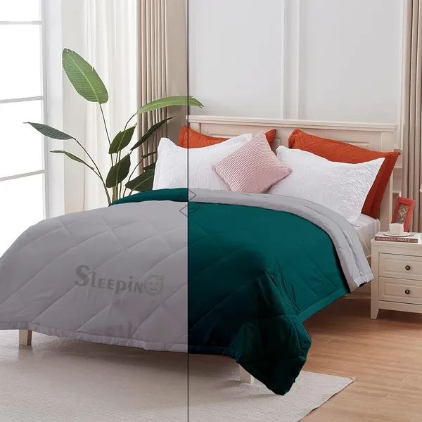 Teal_&_Silver_Breathable_Microfiber_Machine_Washable_150_GSM_AC_Reversible_Comforter_For_Heavy_Winter