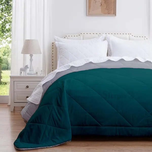 Teal_&_Silver_Breathable_Microfiber_Machine_Washable_150_GSM_AC_Reversible_Comforter_For_Heavy_Winter