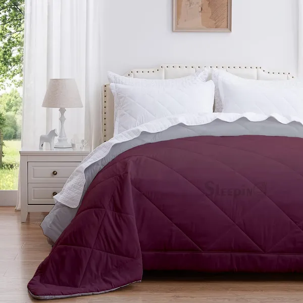 Wine_&_Silver_Breathable_Microfiber_Machine_Washable_150_GSM_AC_Reversible_Comforter_For_Heavy_Winter