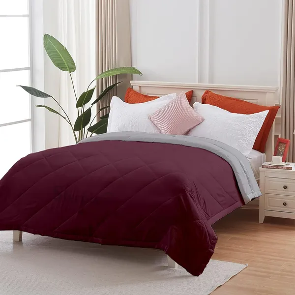 Wine_&_Silver_Breathable_Microfiber_Machine_Washable_150_GSM_AC_Reversible_Comforter_For_Heavy_Winter
