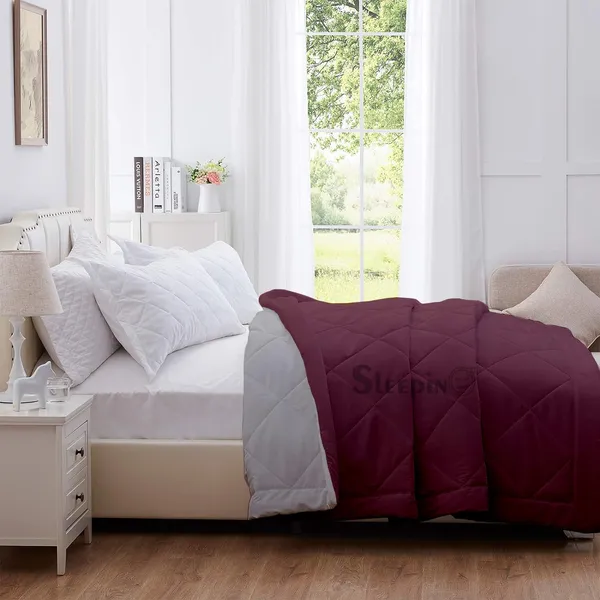 Wine_&_Silver_Breathable_Microfiber_Machine_Washable_150_GSM_AC_Reversible_Comforter_For_Heavy_Winter