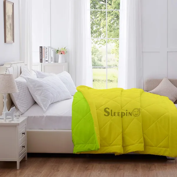 Vanilla_Yellow_Breathable_Microfiber_Machine_Washable_150_GSM_AC_Reversible_Comforter_For_Heavy_Winter