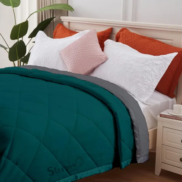 Teal_&_Dark_Grey_Microfiber_Breathable_&_Lightweight_Quilt_200_GSM_Comforter_For_Heavy_Winter