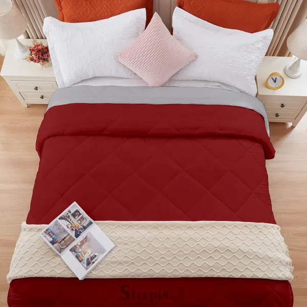 Burgundy_&_Silver_Microfiber_Breathable_&_Lightweight_Quilt_200_GSM_Comforter_For_Heavy_Winter