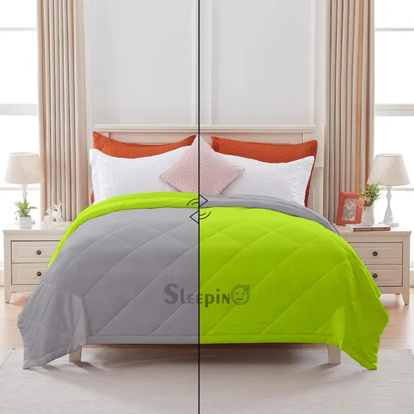 Green_&_Silver_Microfiber_Breathable_&_Lightweight_Quilt_200_GSM_Comforter_For_Heavy_Winter