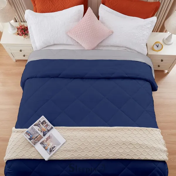 Navy_Blue_&_Silver_Microfiber_Breathable_&_Lightweight_Quilt_200_GSM_Comforter_For_Heavy_Winter