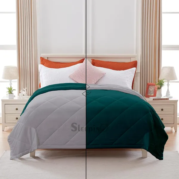 Teal_&_Silver_Microfiber_Breathable_&_Lightweight_Quilt_200_GSM_Comforter_For_Heavy_Winter