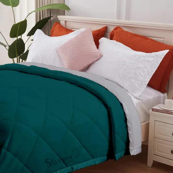 Teal_&_Silver_Microfiber_Breathable_&_Lightweight_Quilt_200_GSM_Comforter_For_Heavy_Winter