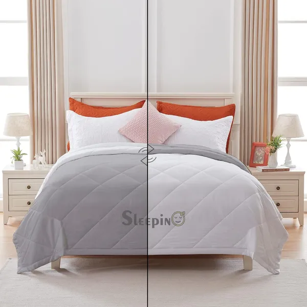 White_&_Silver_Microfiber_Breathable_&_Lightweight_Quilt_200_GSM_Comforter_For_Heavy_Winter