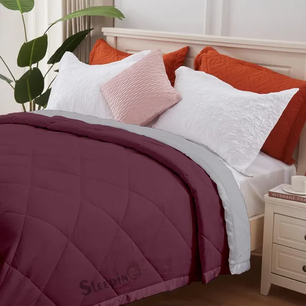 Wine_&_Silver_Microfiber_Breathable_&_Lightweight_Quilt_200_GSM_Comforter_For_Heavy_Winter