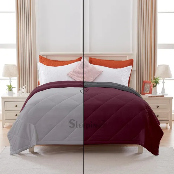 Wine_&_Silver_Microfiber_Breathable_&_Lightweight_Quilt_200_GSM_Comforter_For_Heavy_Winter