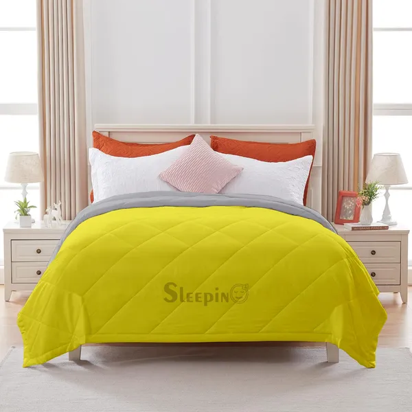 Vanilla_Yellow_&_Silver_Microfiber_Breathable_&_Lightweight_Quilt_200_GSM_Comforter_For_Heavy_Winter
