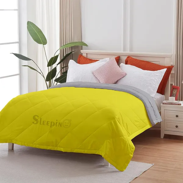Vanilla_Yellow_&_Silver_Microfiber_Breathable_&_Lightweight_Quilt_200_GSM_Comforter_For_Heavy_Winter