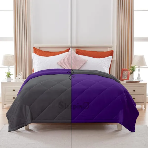 Purple_&_Dark_Grey_Microfiber_Breathable_&_Lightweight_Quilt_200_GSM_Comforter_For_Heavy_Winter