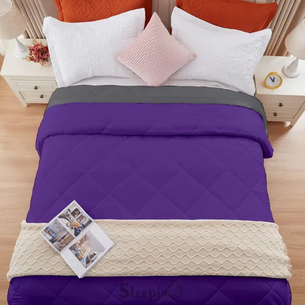 Purple_&_Dark_Grey_Microfiber_Breathable_&_Lightweight_Quilt_200_GSM_Comforter_For_Heavy_Winter