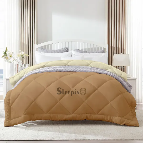 Beige_&_Ivory_Microfiber_300_GSM_Comforter_For_Heavy_Winter