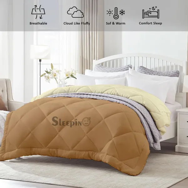 Beige_&_Ivory_Microfiber_300_GSM_Comforter_For_Heavy_Winter