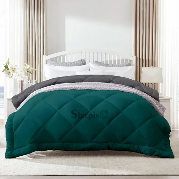 Teal_&_Dark_Grey_Microfiber_300_GSM_Comforter_For_Heavy_Winter