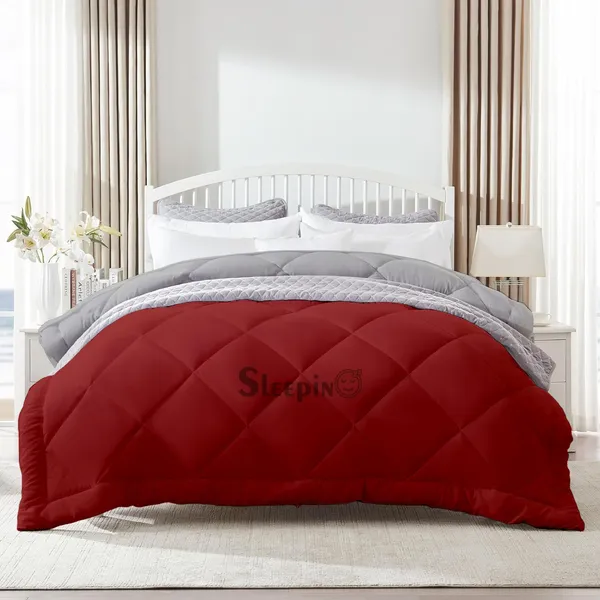 Burgundy_&_Silver_Microfiber_300_GSM_Comforter_For_Heavy_Winter