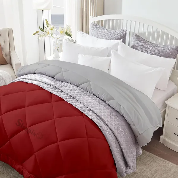 Burgundy_&_Silver_Microfiber_300_GSM_Comforter_For_Heavy_Winter