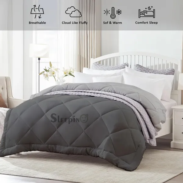Dark_Grey_&_Silver_Microfiber_300_GSM_Comforter_For_Heavy_Winter