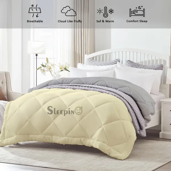 Ivory_&_Silver_Microfiber_300_GSM_Comforter_For_Heavy_Winter