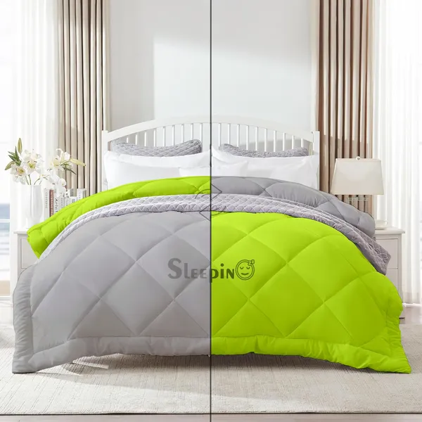 Green_&_Silver_Microfiber_300_GSM_Comforter_For_Heavy_Winter
