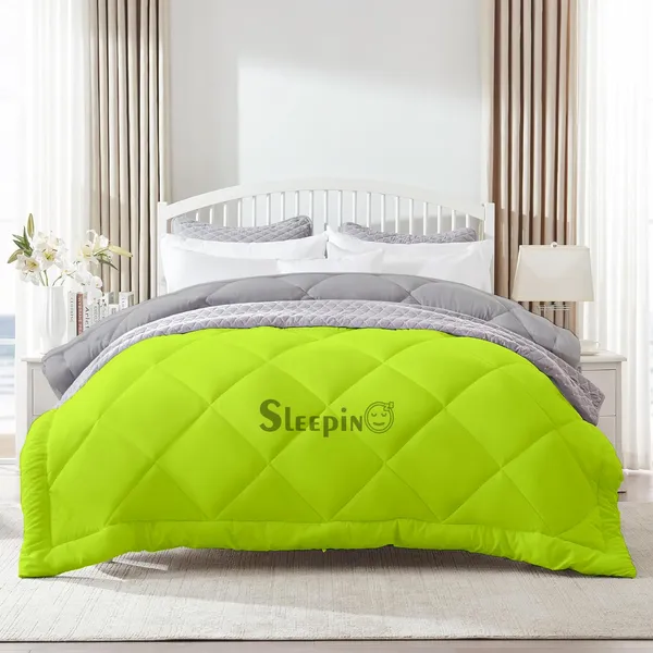 Green_&_Silver_Microfiber_300_GSM_Comforter_For_Heavy_Winter