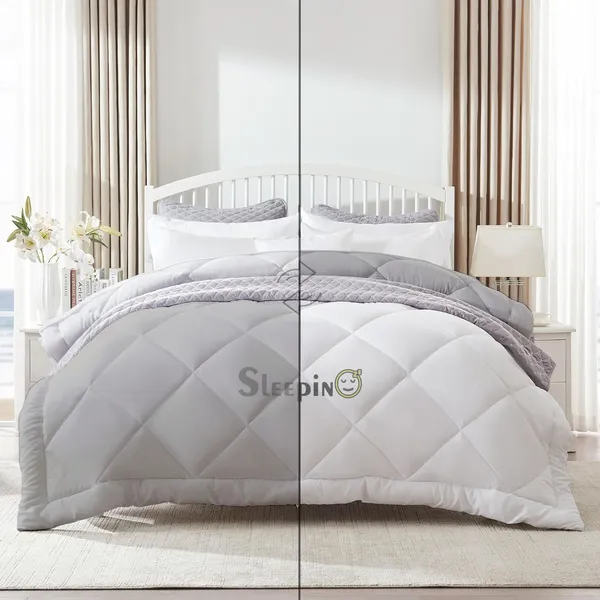 White_&_Silver_Microfiber_300_GSM_Comforter_For_Heavy_Winter