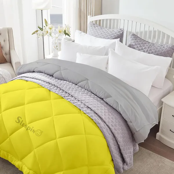 Vanilla_Yellow_&_Silver_Microfiber_300_GSM_Comforter_For_Heavy_Winter