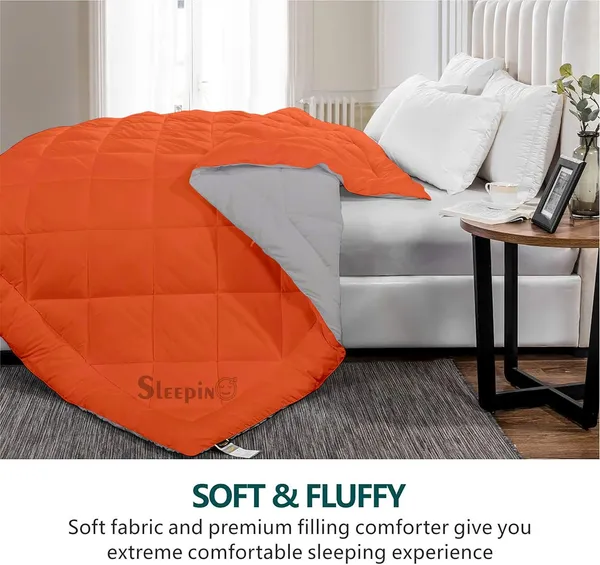 Orange_&_Silver_Breathable_Microfiber_400_GSM_Reversible_Comforter_For_Heavy_Winter
