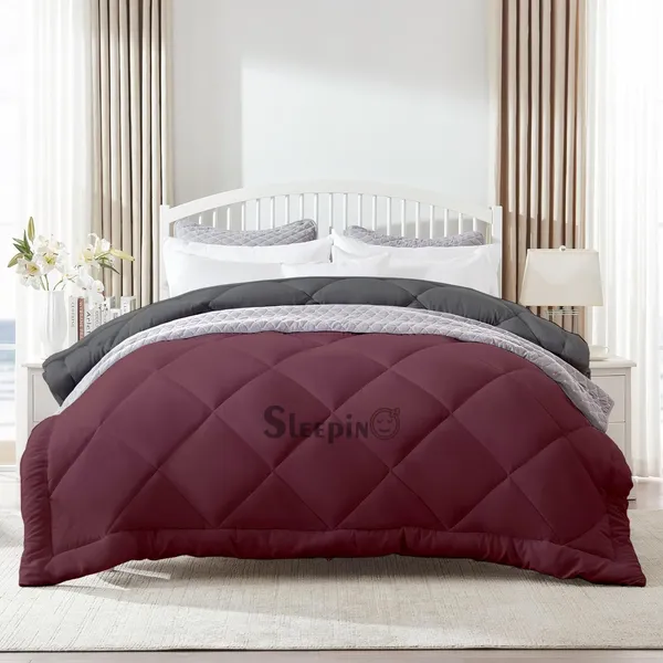 Wine_Breathable_Microfiber_400_GSM_Reversible_Comforter_For_Heavy_Winter