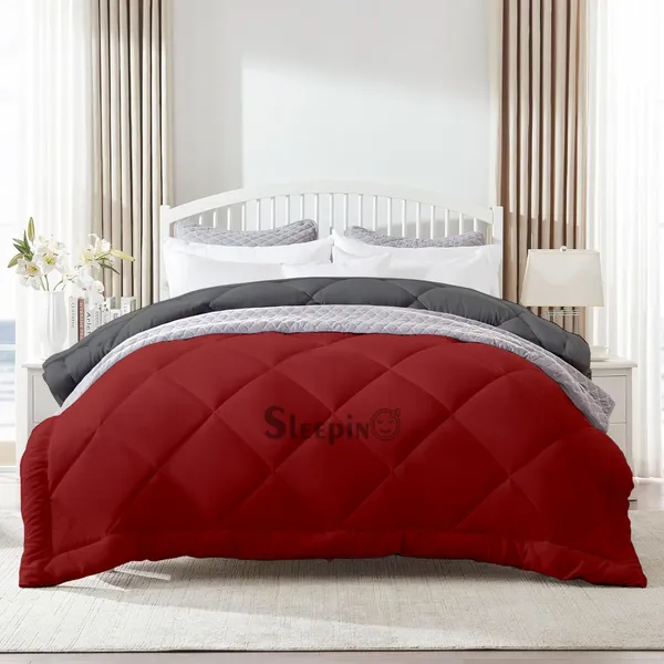 Burgundy_&_Dark_Grey_Breathable_Microfiber_400_GSM_Reversible_Comforter_For_Heavy_Winter